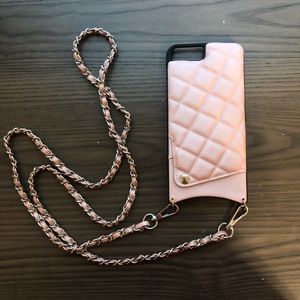 Rose Gold Quilted Crossbody Wallet for IPhone